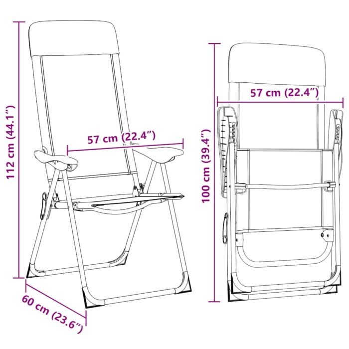 Klappbare Campingstühle 2 Stk. Grau Aluminium – Bild 12