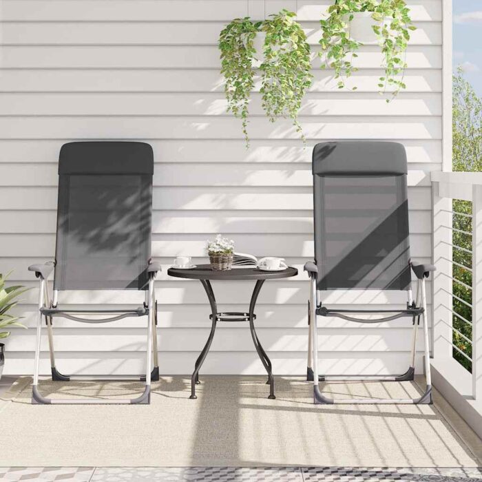 Klappbare Campingstühle 2 Stk. Grau Aluminium – Bild 3