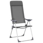 Klappbare Campingstühle 2 Stk. Grau Aluminium – Bild 4