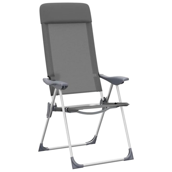 Klappbare Campingstühle 2 Stk. Grau Aluminium – Bild 4