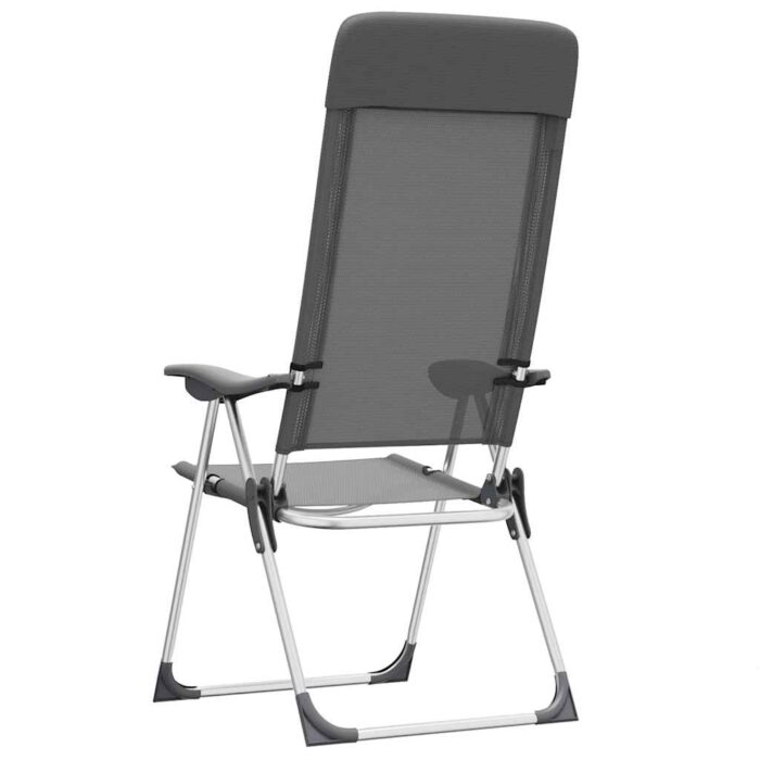 Klappbare Campingstühle 2 Stk. Grau Aluminium – Bild 7
