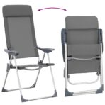 Klappbare Campingstühle 2 Stk. Grau Aluminium – Bild 8