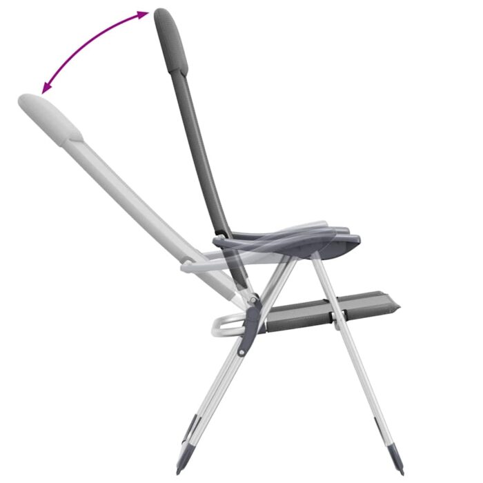 Klappbare Campingstühle 2 Stk. Grau Aluminium – Bild 9