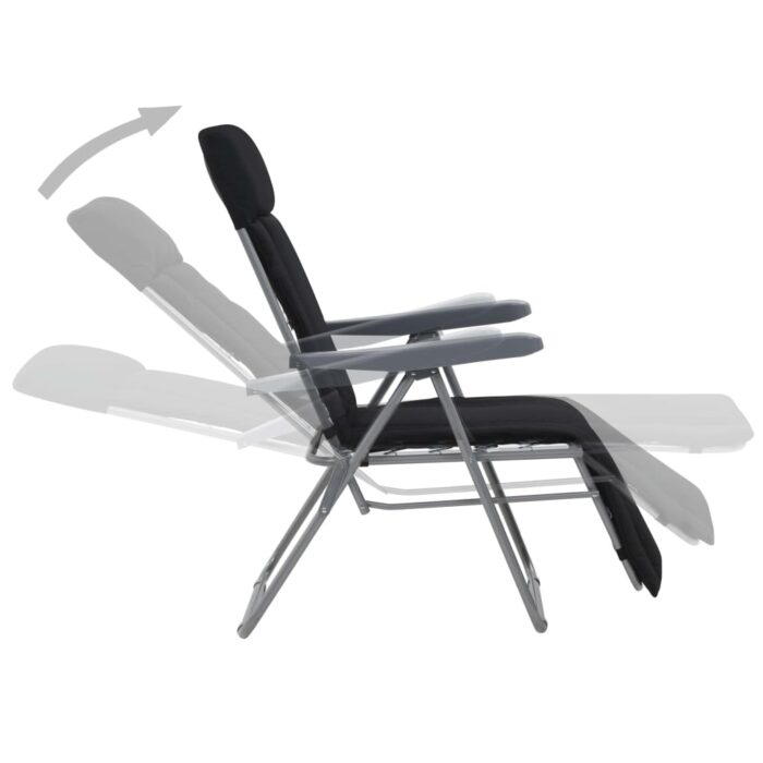 Klappbare Gartenstühle mit Polstern 2 Stk. Schwarz – Bild 3