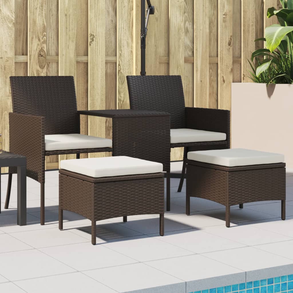 44451_1.jpg 2-Sitzer-Gartensofa mit Tisch & Hocker Poly Rattan Braun – Bild 1