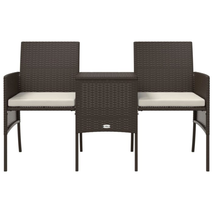 2-Sitzer-Gartensofa mit Tisch & Hocker Poly Rattan Braun – Bild 4