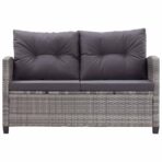2-Sitzer-Gartensofa mit Kissen Grau 124 cm Poly Rattan – Bild 3