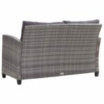 2-Sitzer-Gartensofa mit Kissen Grau 124 cm Poly Rattan – Bild 4