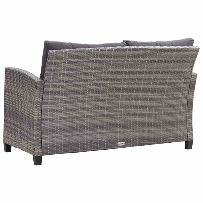 2-Sitzer-Gartensofa mit Kissen Grau 124 cm Poly Rattan – Bild 4