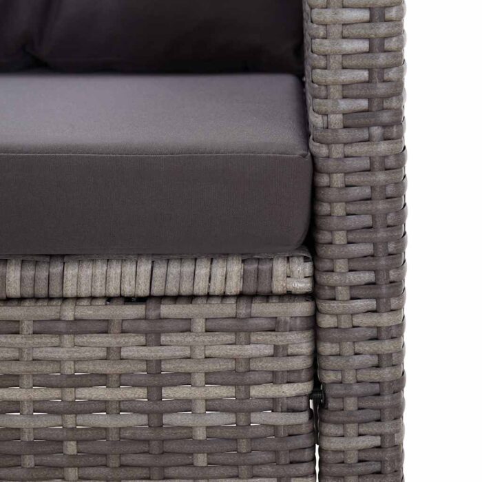 2-Sitzer-Gartensofa mit Kissen Grau 124 cm Poly Rattan – Bild 6