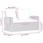 2-Sitzer-Gartensofa mit Kissen Grau 124 cm Poly Rattan – Bild 7