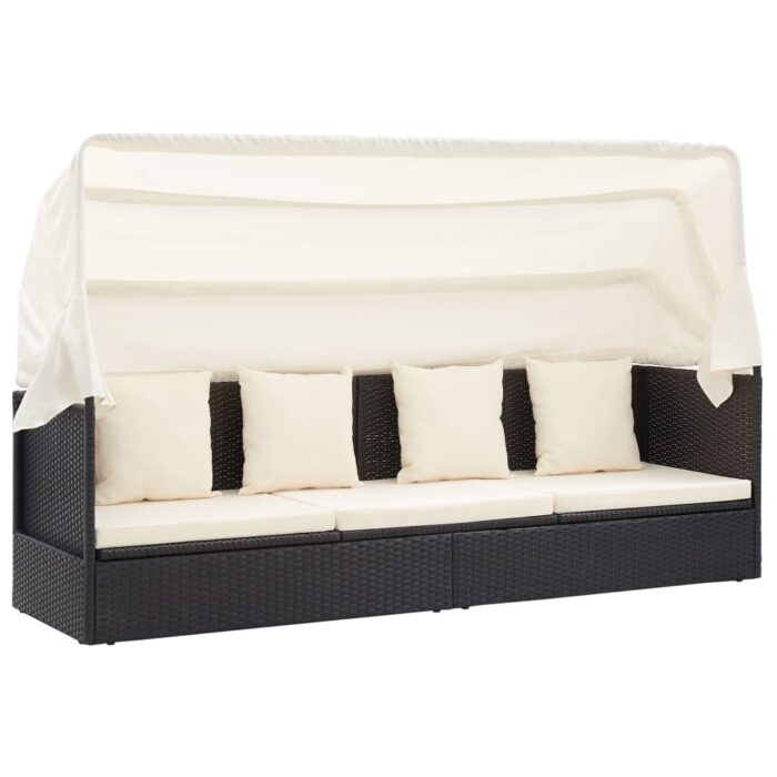 Garten-Sonneninsel mit Dach Schwarz Poly Rattan – Bild 5