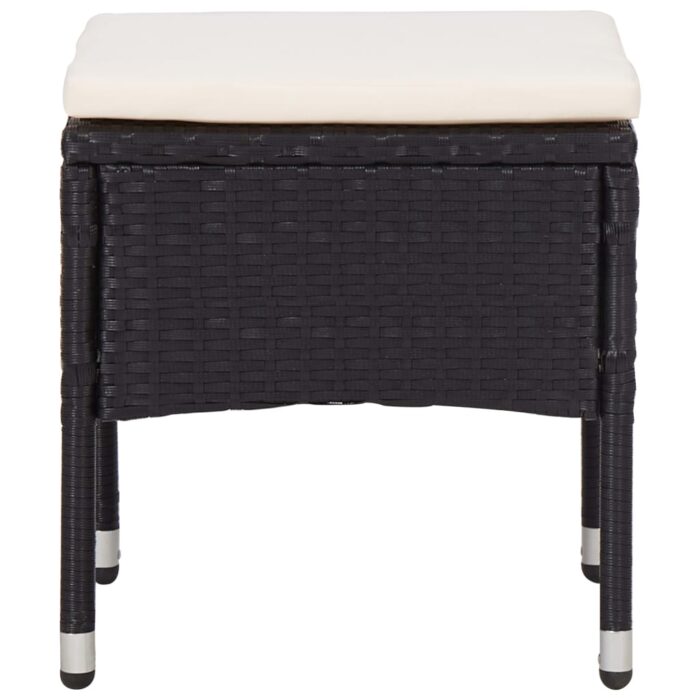 5-tlg. Garten-Essgruppe Schwarz Poly Rattan Akazie Massivholz – Bild 3