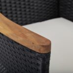 5-tlg. Garten-Essgruppe Schwarz Poly Rattan Akazie Massivholz – Bild 8