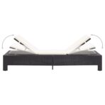 Sonnenliege mit Auflage Schwarz Poly Rattan – Bild 4
