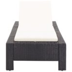 Sonnenliege mit Auflage Schwarz Poly Rattan – Bild 5