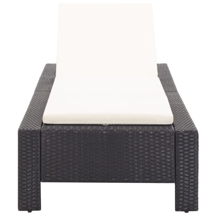Sonnenliege mit Auflage Schwarz Poly Rattan – Bild 5