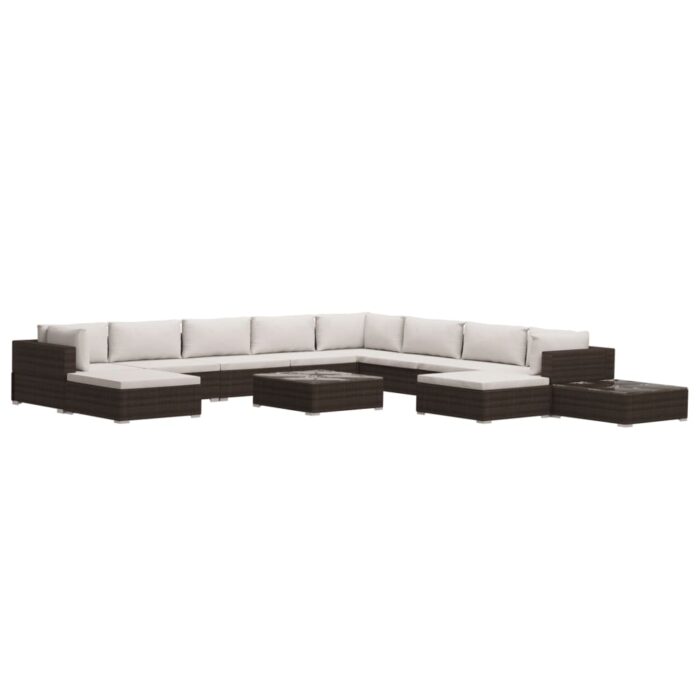 12-tlg. Garten-Lounge-Set mit Auflagen Poly Rattan Schwarz – Bild 2