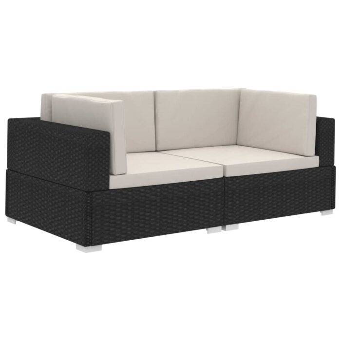 Ecksofas 2 Stk. mit Auflagen Poly Rattan Schwarz – Bild 2