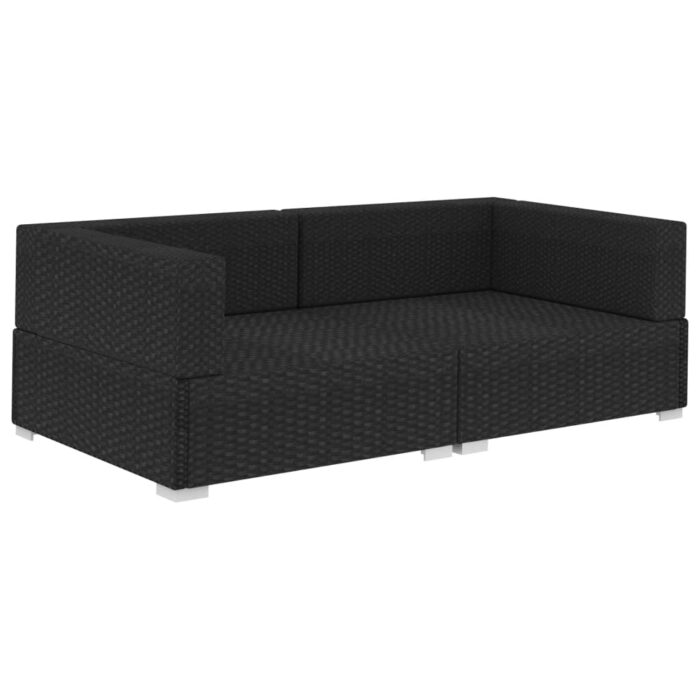 Ecksofas 2 Stk. mit Auflagen Poly Rattan Schwarz – Bild 3
