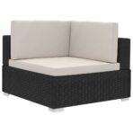 Ecksofas 2 Stk. mit Auflagen Poly Rattan Schwarz – Bild 6