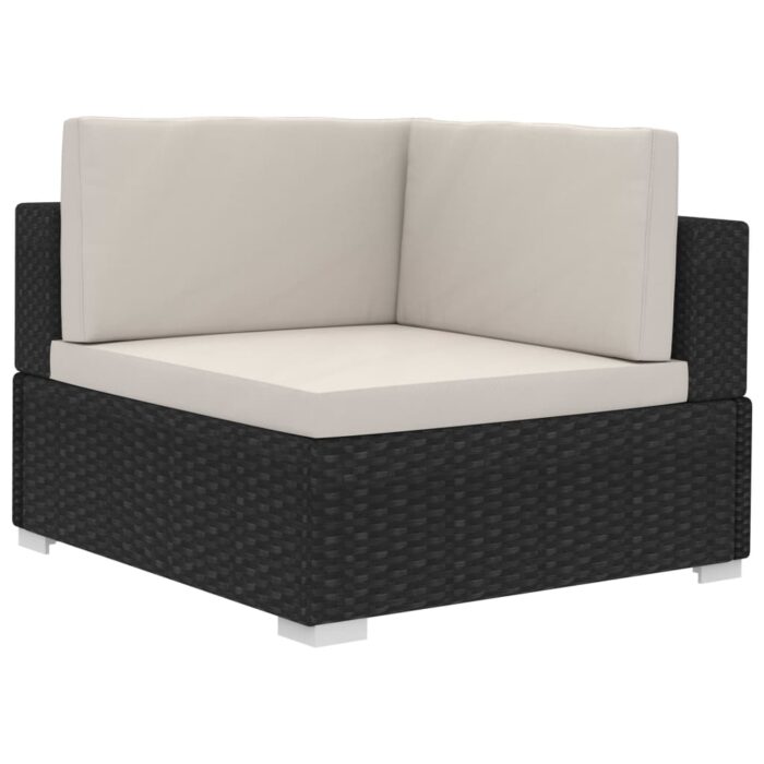 Ecksofas 2 Stk. mit Auflagen Poly Rattan Schwarz – Bild 6