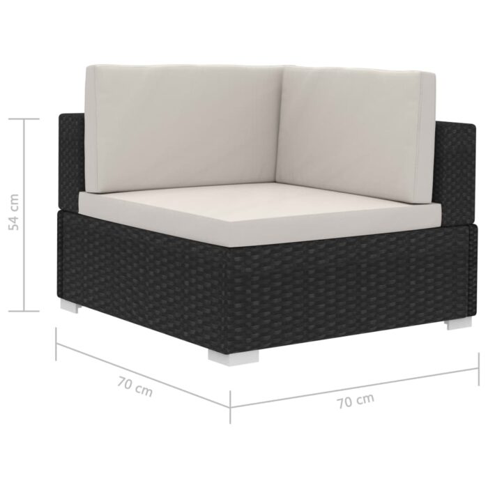 Ecksofas 2 Stk. mit Auflagen Poly Rattan Schwarz – Bild 7