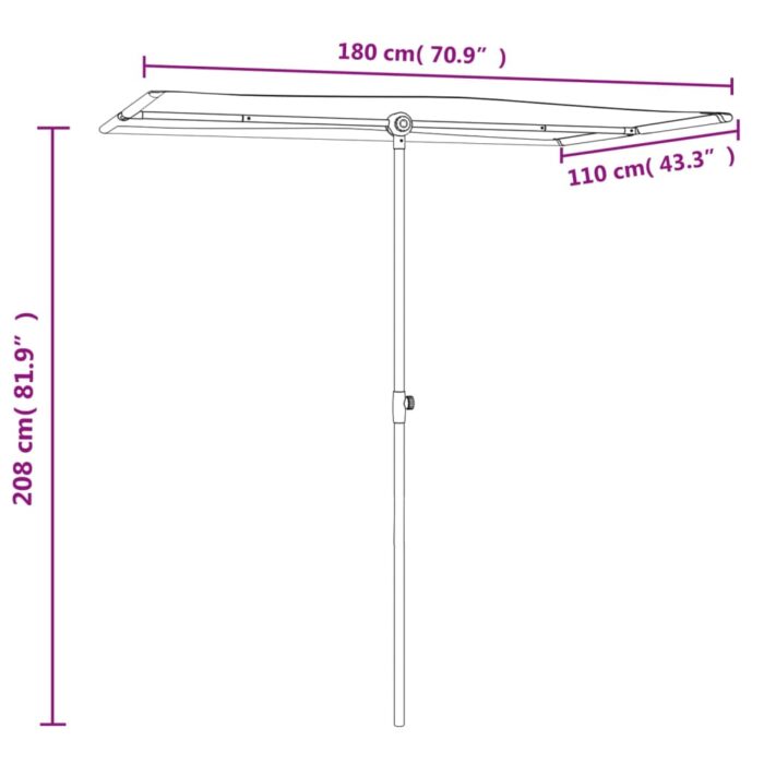 Sonnenschirm mit Aluminium-Mast 180x110 cm Grün – Bild 11