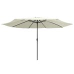 Sonnenschirm mit Metall-Mast 390 cm Sandweiss – Bild 2