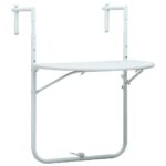 Balkon-Hängetisch Weiss 60x64x83,5 cm Kunststoff Rattan-Optik