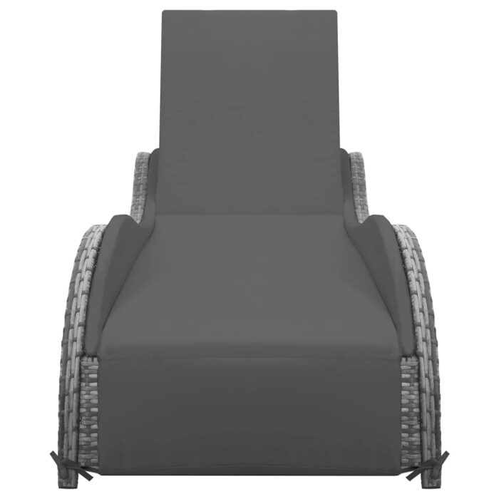 Sonnenliege mit Auflage Poly Rattan Anthrazit – Bild 2