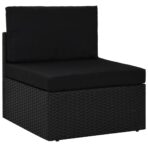 Modulares Mittelsofa Poly Rattan Schwarz