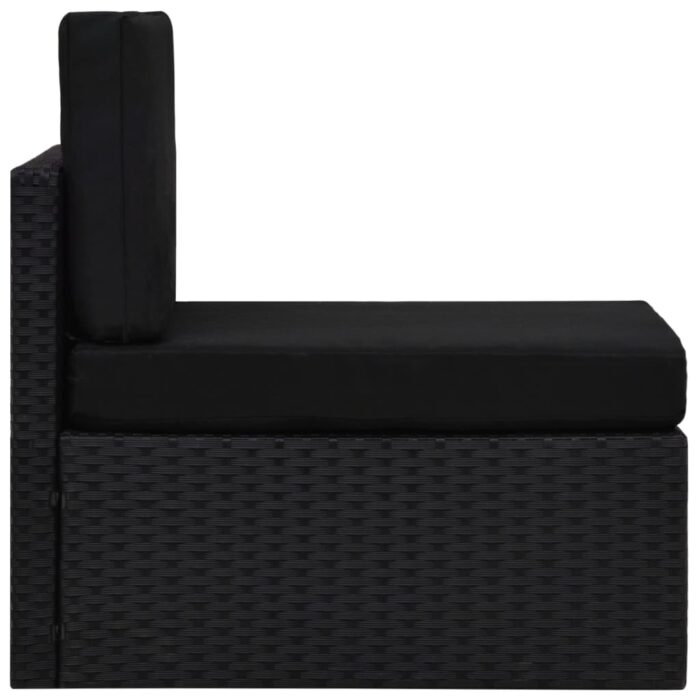Modulares Mittelsofa Poly Rattan Schwarz – Bild 3