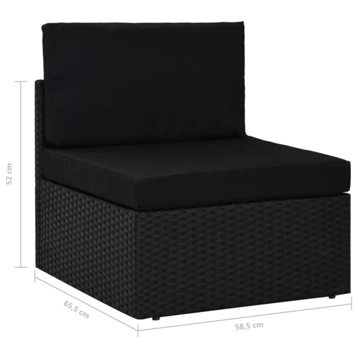 Modulares Mittelsofa Poly Rattan Schwarz – Bild 7