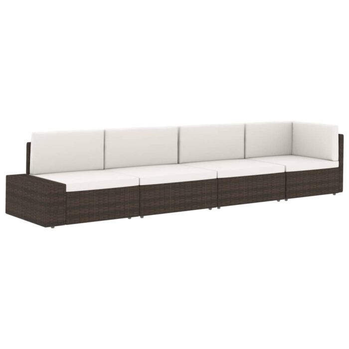 Modulares Mittelsofa Poly Rattan Schwarz – Bild 8