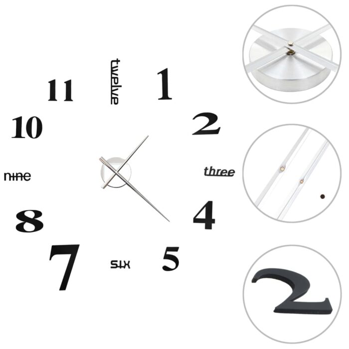 3D-Wanduhr Modernes Design 100 cm XXL Schwarz – Bild 2