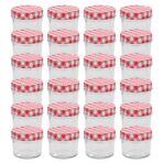 Marmeladengläser mit Weissen/Roten Deckeln 24 Stk. 110 ml