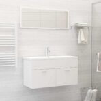 2-tlg. Badmöbel-Set Weiss Holzwerkstoff