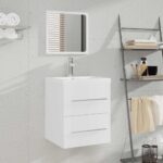 Badschrank mit Spiegel Weiss 41x38,5x48 cm