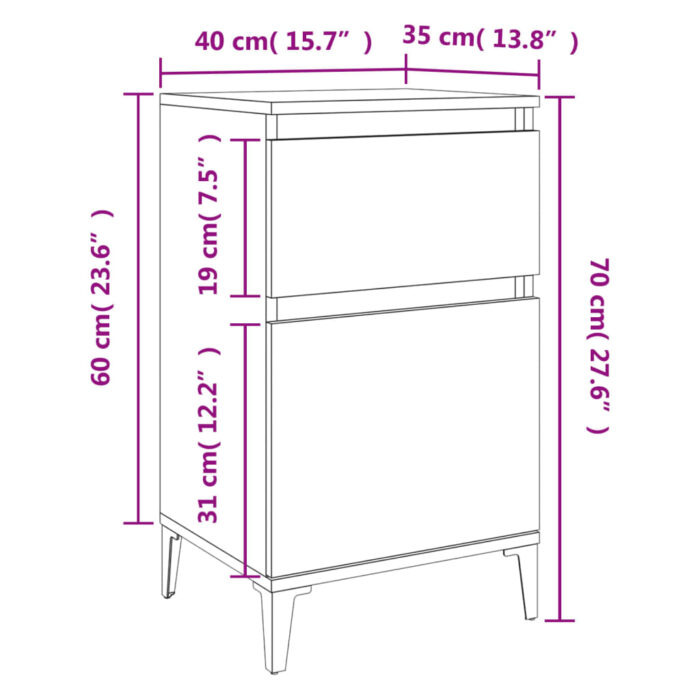 Nachttisch Weiss 40x35x70 cm – Bild 11