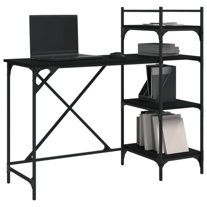 Computertisch mit Regal Schwarz 120x47x109 cm – Bild 3