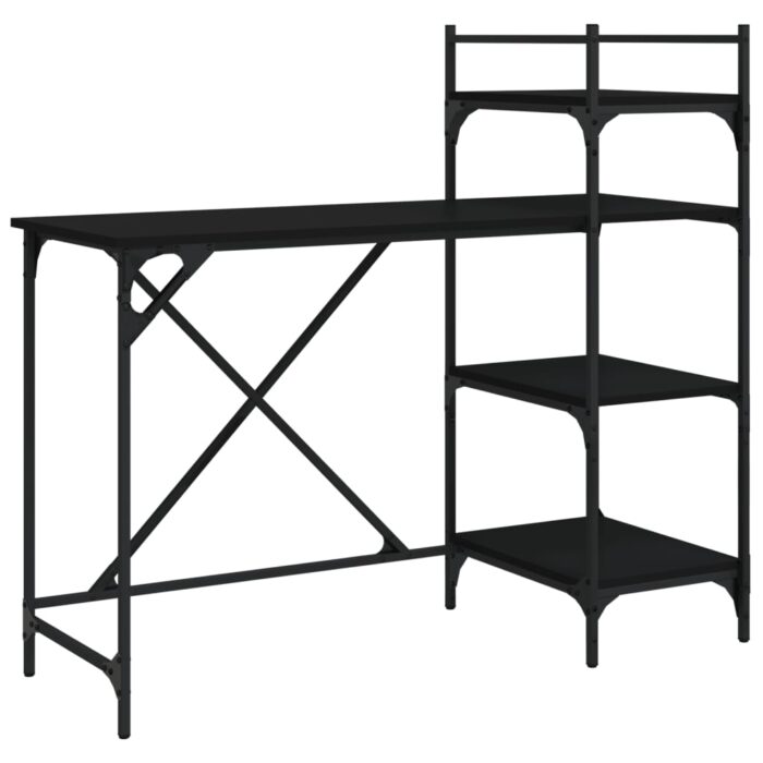 Computertisch mit Regal Schwarz 120x47x109 cm – Bild 6