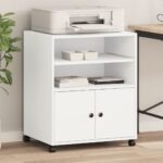 Druckerständer mit Rollen Weiss 60x48x74 cm