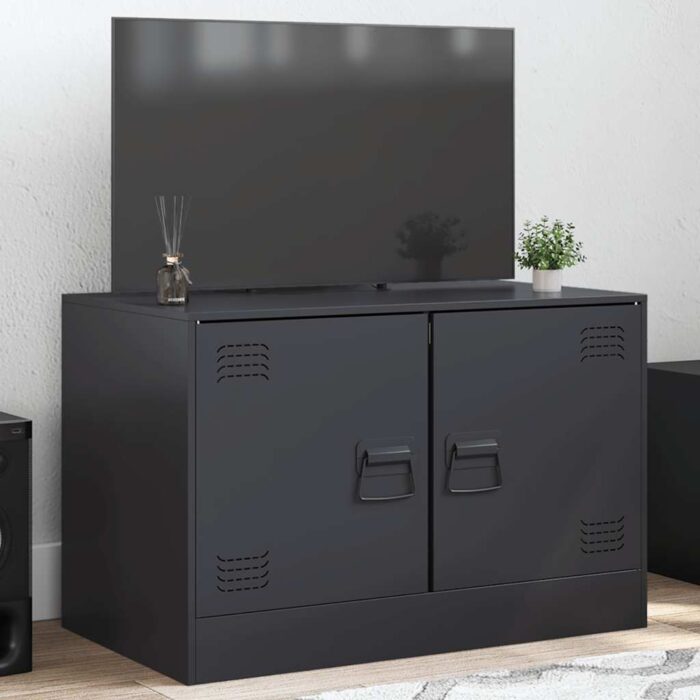 TV-Schrank Schwarz 67x39x44 cm Stahl – Bild 3