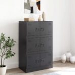 Sideboard Schwarz 67x39x107 cm Stahl – Bild 3
