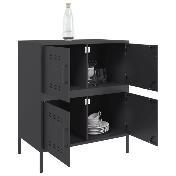 Sideboard Schwarz 68x39x79 cm Stahl – Bild 5
