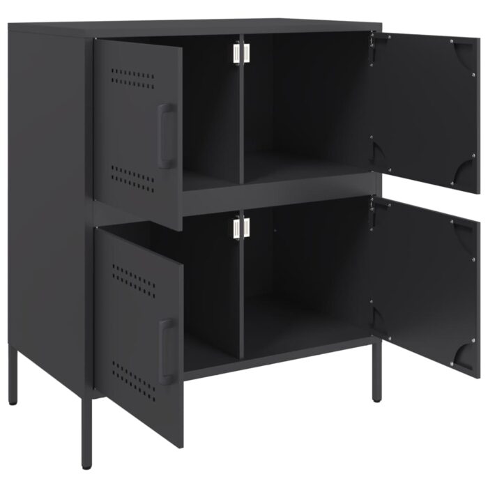 Sideboard Schwarz 68x39x79 cm Stahl – Bild 9