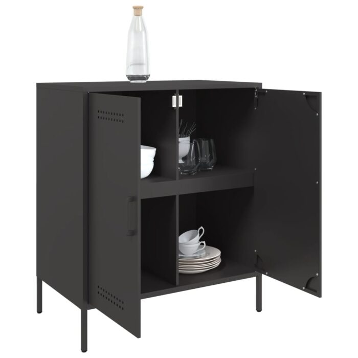Sideboard Schwarz 68x39x79 cm Stahl – Bild 5