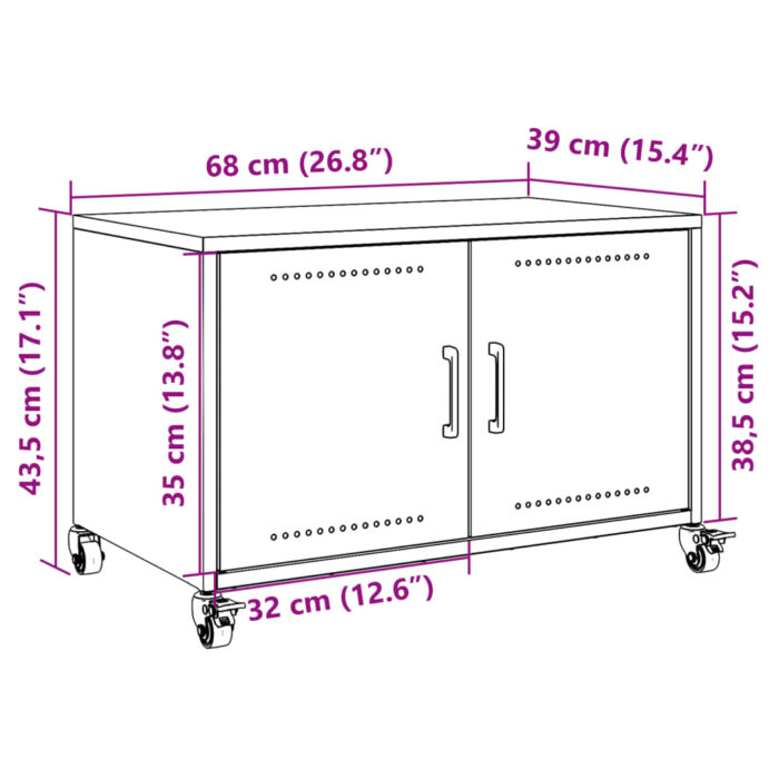 TV-Schrank Schwarz 68x39x43,5 cm Stahl – Bild 13