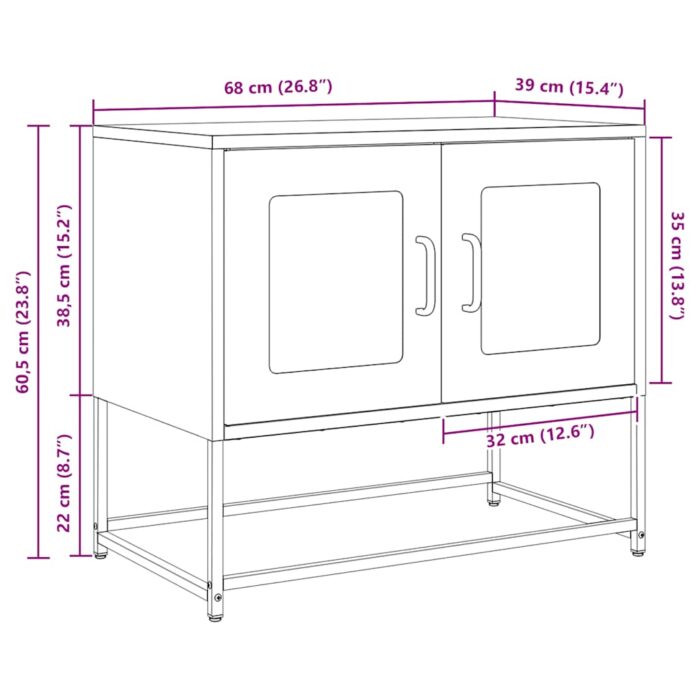 TV-Schrank Schwarz 68x39x60,5 cm Kaltgewalzter Stahl – Bild 13